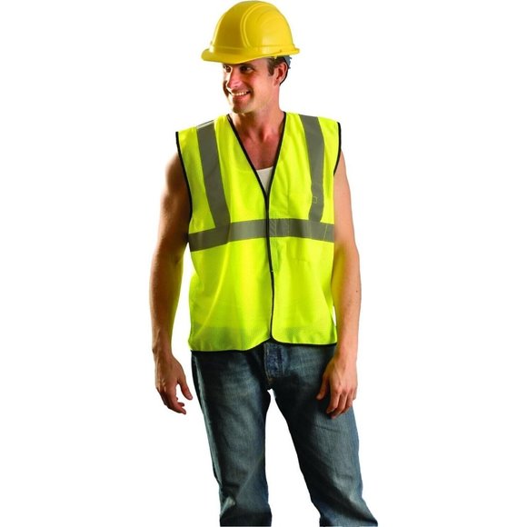 2 OccuNomix Mens Class 2 Mesh Single Stripe Safety Vest, Neon Yellow, 2/3X - Picture 7 of 8